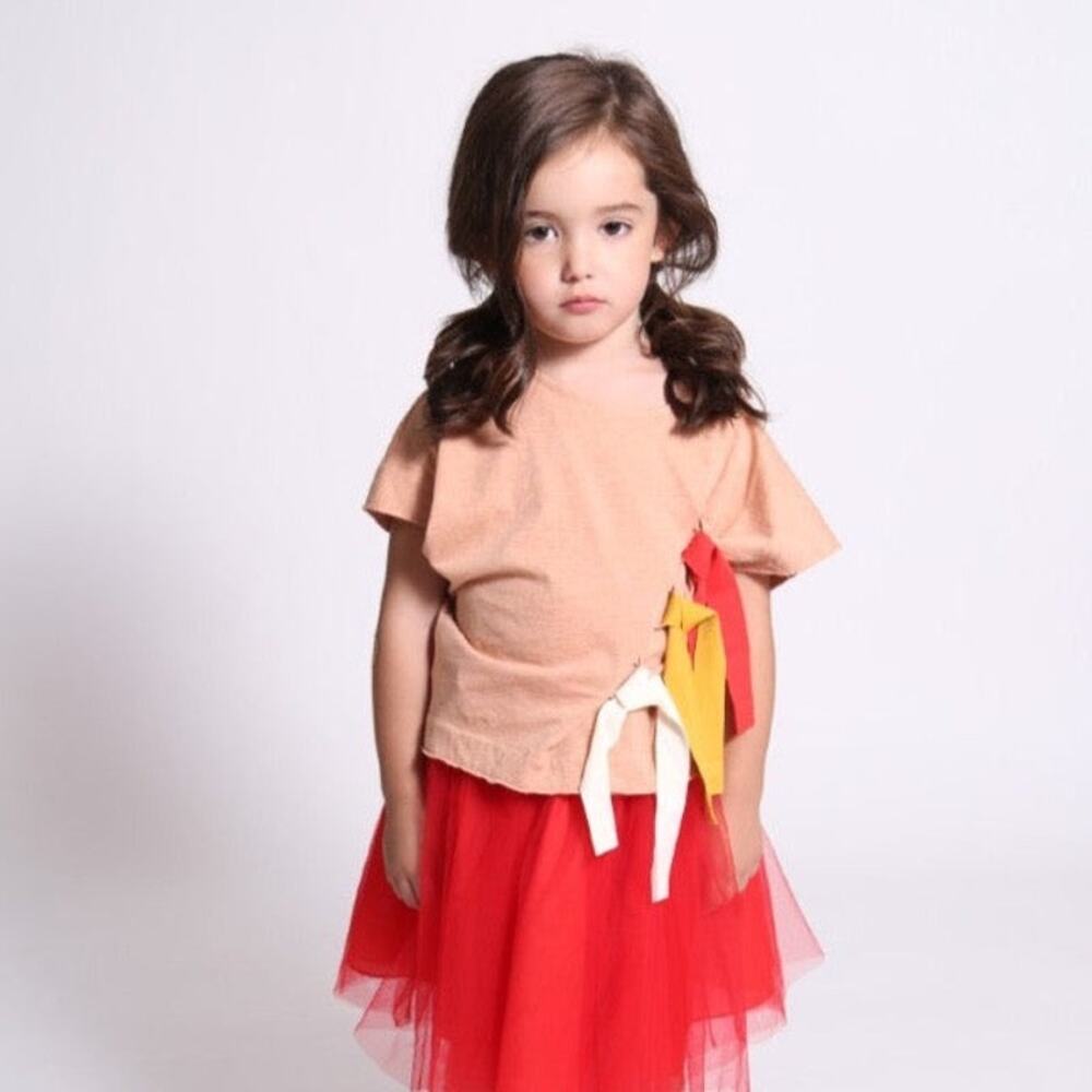 Tia Cibani girls box fit tee with cinching ribbon size 16